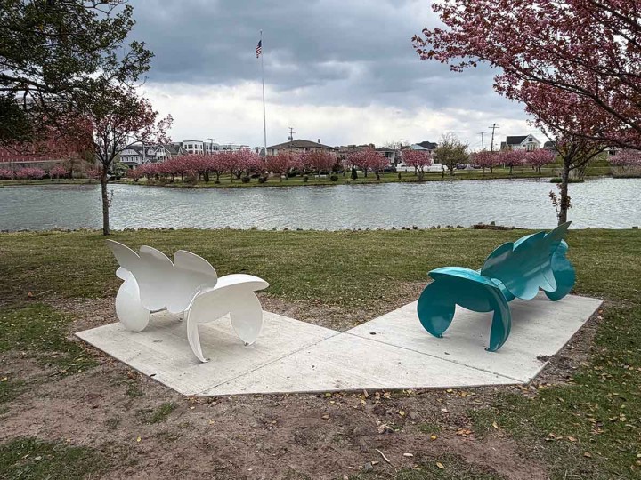 Cloud benches installed on Sunset Lake